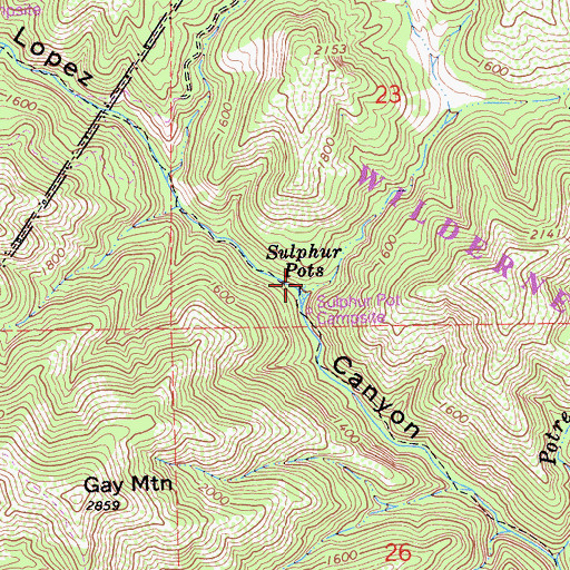 Topographic Map of Sulphur Pots, CA