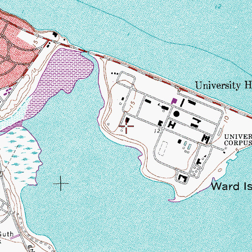 Topographic Map of Texas A & M University Corpus Christi Campus Police Department, TX