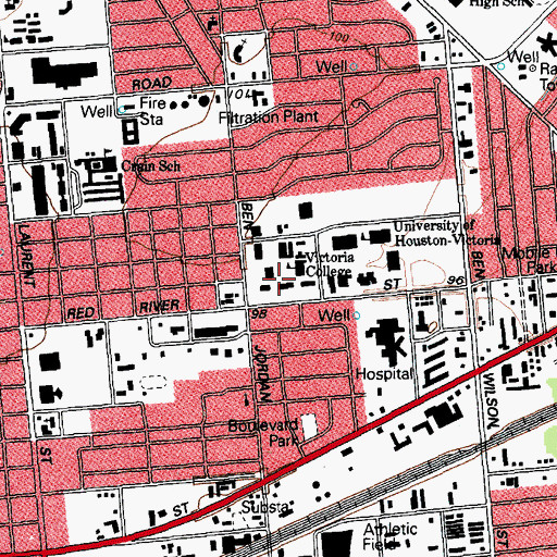 Topographic Map of Victoria College Police Department, TX