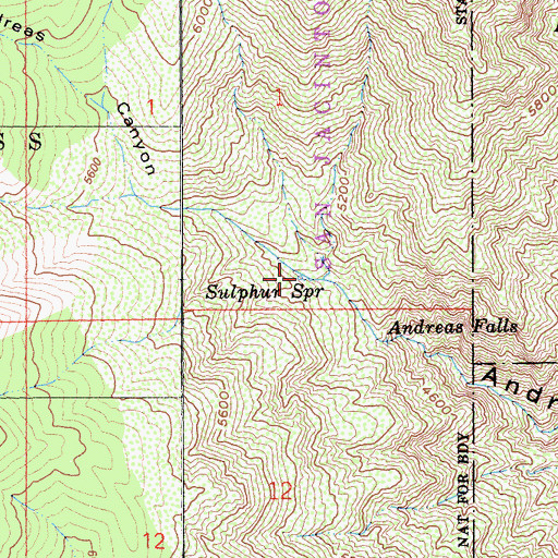 Topographic Map of Sulphur Spring, CA