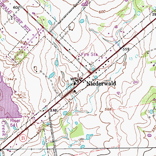 Topographic Map of Hays County Sheriff's Office Niederwald Substation, TX