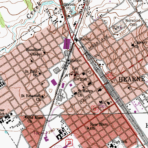 Topographic Map of Robertson County Constable's Office Precinct 2, TX