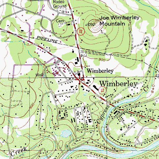 Topographic Map of Hays County Sheriff's Office Wimberley - Junction Substation, TX