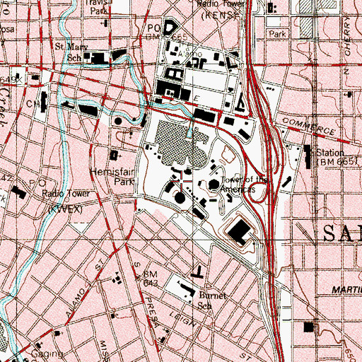 Topographic Map of San Antonio Park Police, TX