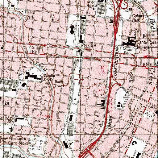 Topographic Map of San Antonio Marshal's Office, TX