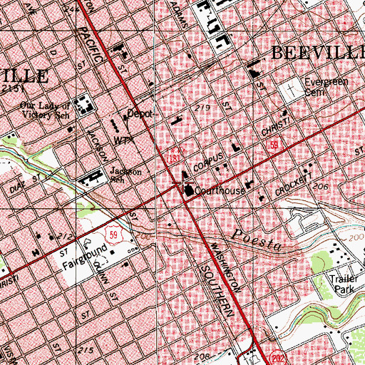 Topographic Map of Bee County Constable's Office Precincts 1 and 4, TX