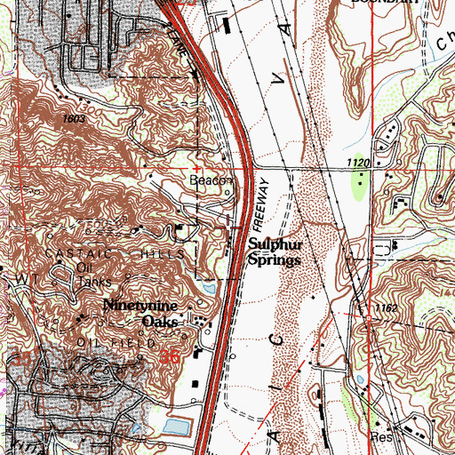 Topographic Map of Sulphur Springs, CA
