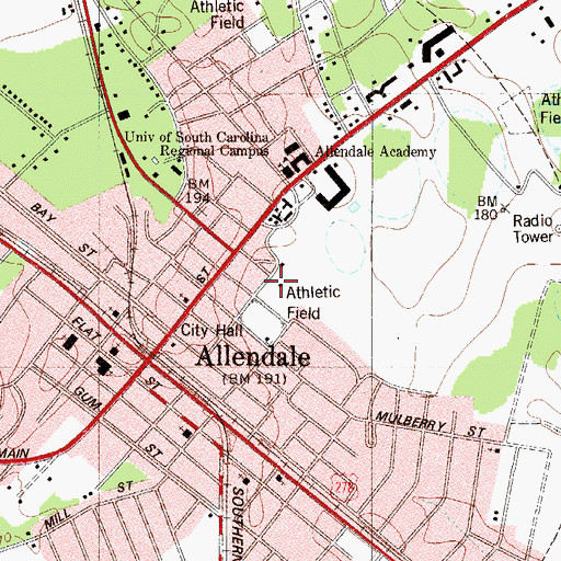 Topographic Map of Allendale County Rescue Squad, SC