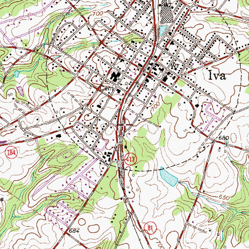 Topographic Map of Iva Rescue Squad Ambulance Service, SC