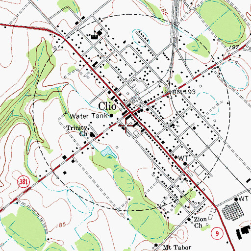 Topographic Map of Clio Rescue Squad, SC