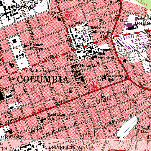Topographic Map of Richland County Emergency Medical Services, SC