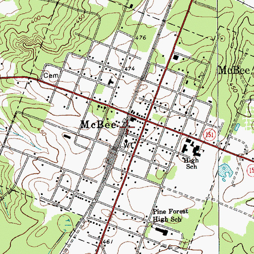 Topographic Map of McBee Rescue Squad, SC