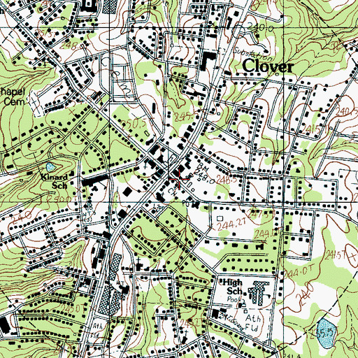 Topographic Map of Clover Rescue Squad, SC