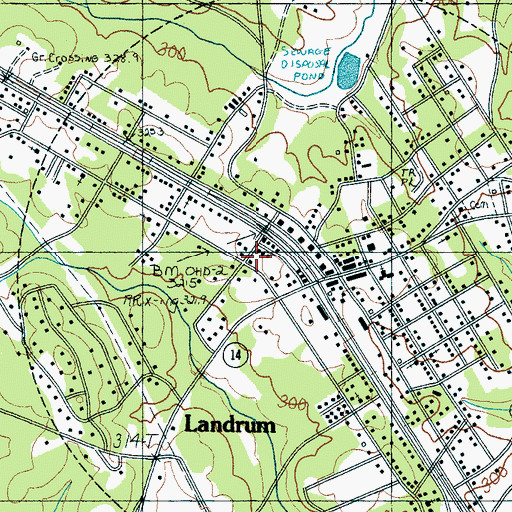 Topographic Map of Landrum Rescue Squad, SC