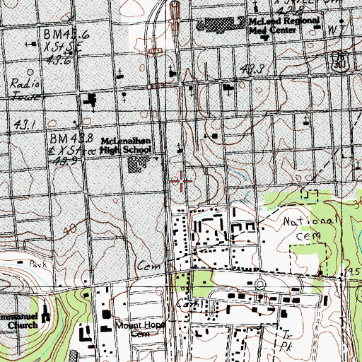 Topographic Map of Florence County Emergency Medical Services, SC