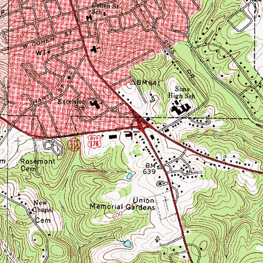Topographic Map of Union County Emergency Medical Services, SC