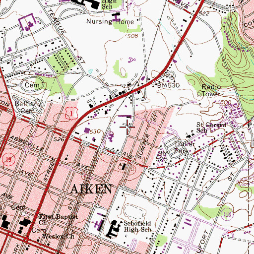 Topographic Map of Aiken Rescue, SC