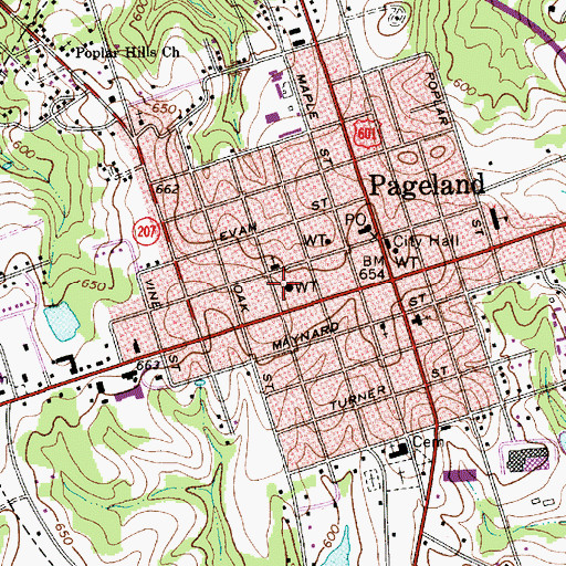 Topographic Map of Pageland Rescue Squad, SC