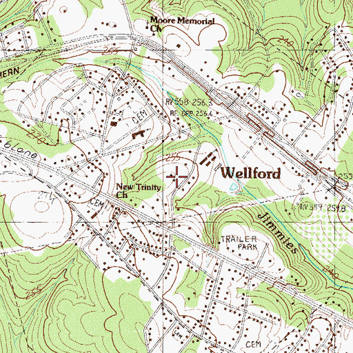 Topographic Map of Wellford Rescue Squad, SC