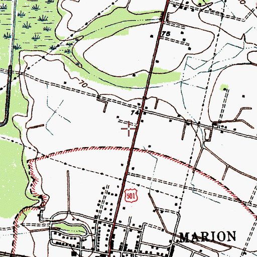 Topographic Map of Marion County Emergency Medical Services, SC