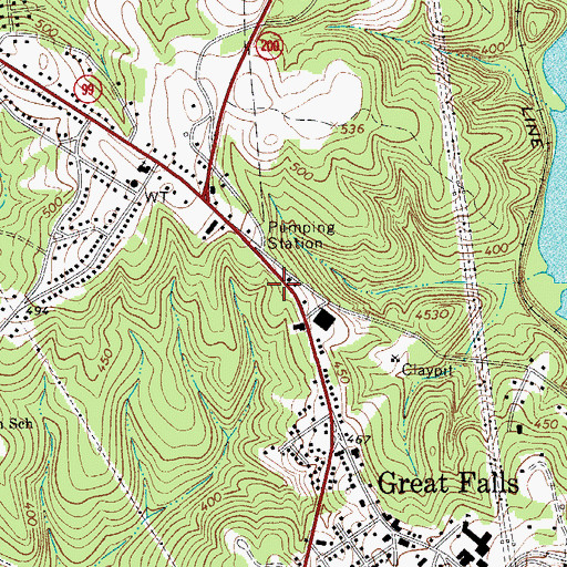 Topographic Map of Great Falls Rescue Squad, SC