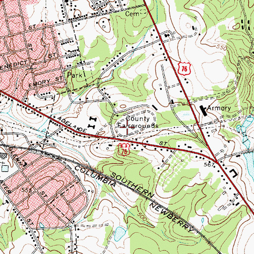 Topographic Map of Newberry County Rescue Squad, SC