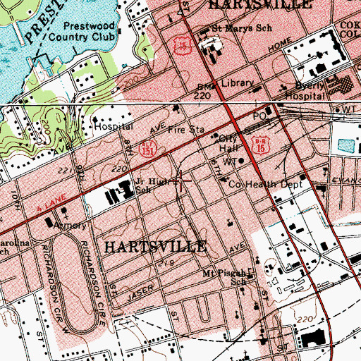 Topographic Map of Hartsville Rescue Squad, SC
