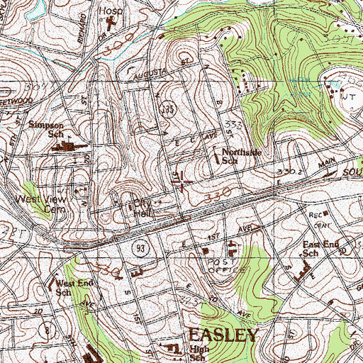 Topographic Map of Bowers Emergency Services, SC