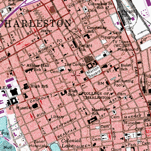 Topographic Map of College of Charleston Fire and Emergency Medical Services, SC
