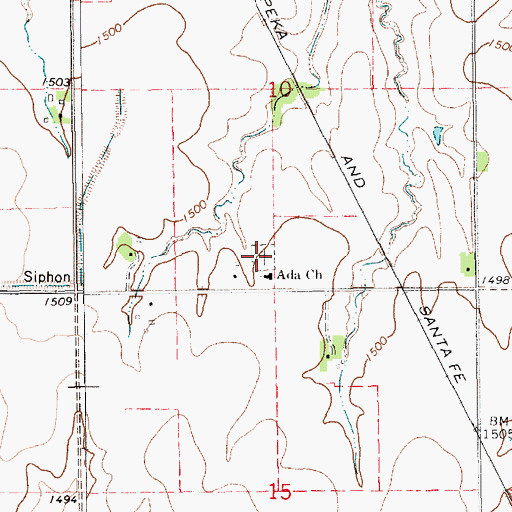Topographic Map of Ada Lutheran Church Cemetery, KS