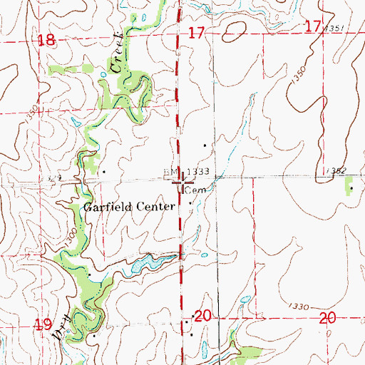 Topographic Map of Garfield Cemetery, KS