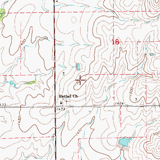 Topographic Map of Bethel Cemetery, KS