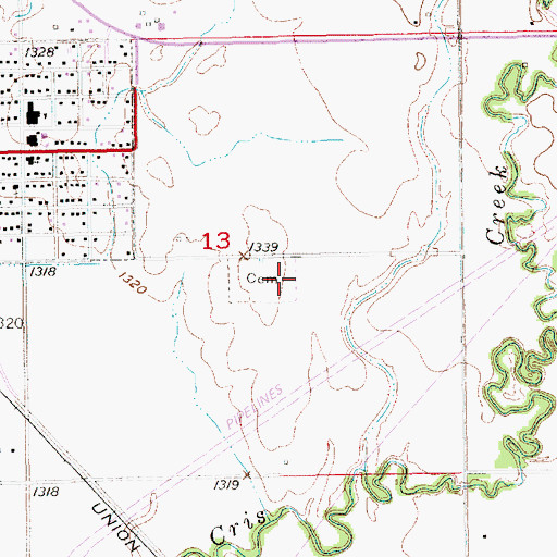 Topographic Map of Saint Mary's Catholic Cemetery, KS