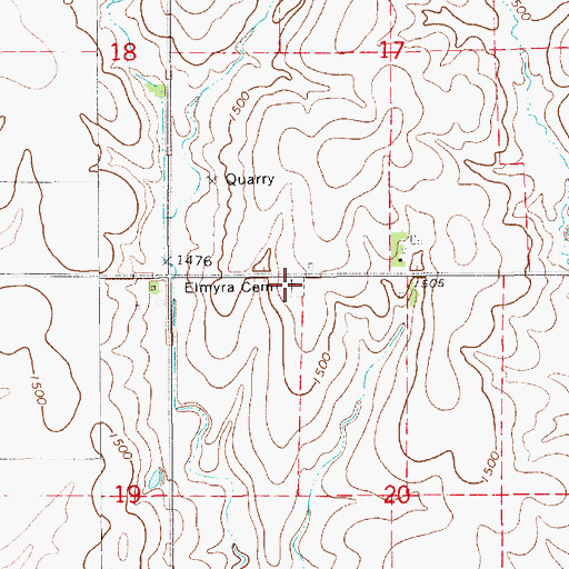 Topographic Map of Elmira Cemetery, KS