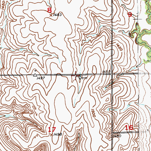 Topographic Map of Smith Cemetery, KS