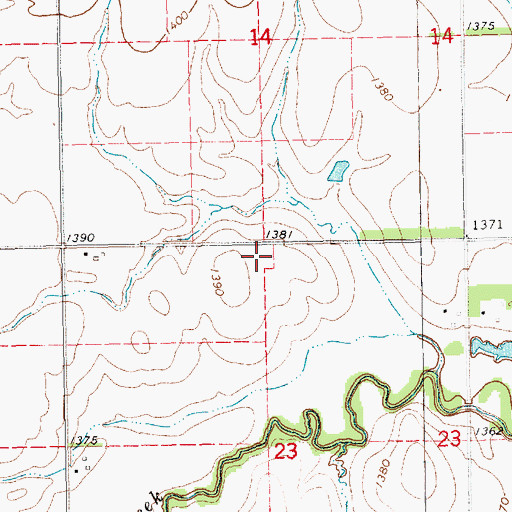 Topographic Map of Green Mound Cemetery, KS