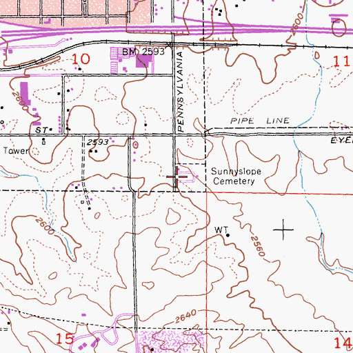 Topographic Map of Stewart Sunnyslope Cemetery, CA
