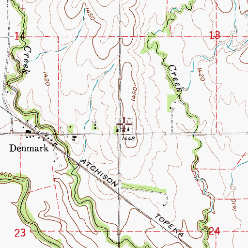 Topographic Map of Denmark Cemetery, KS