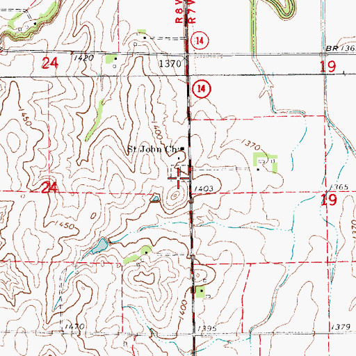 Topographic Map of Saint John Lutheran Cemetery, KS