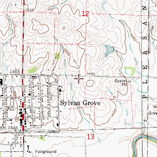 Topographic Map of Bethlehem Lutheran Cemetery, KS