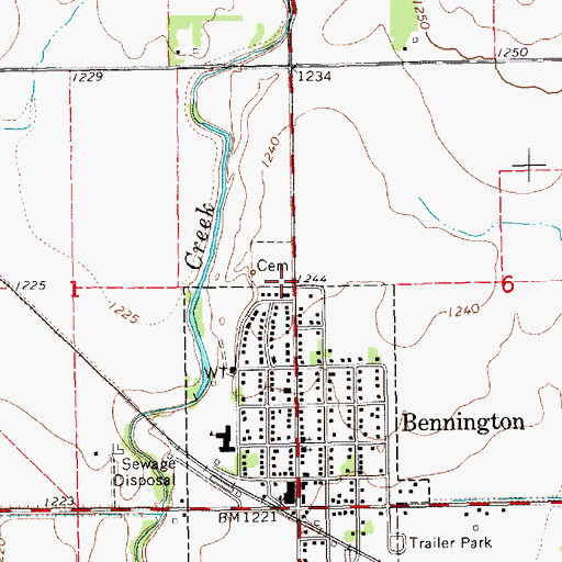 Topographic Map of Bennington Cemetery, KS