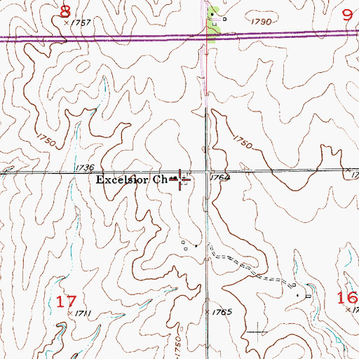 Topographic Map of Excelsior Lutheran Cemetery, KS