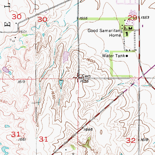 Topographic Map of Bickerdyke Cemetery, KS