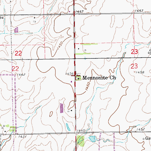 Topographic Map of Garden Community Church Cemetery, KS