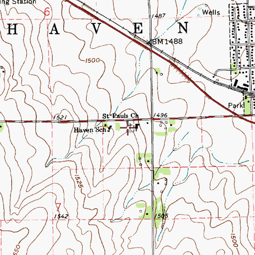 Topographic Map of Saint Paul Cemetery, KS