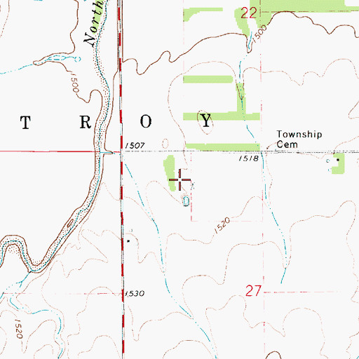 Topographic Map of Baker Cemetery, KS