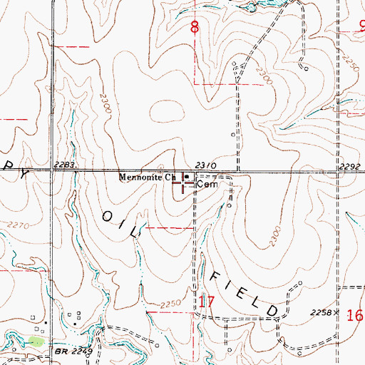 Topographic Map of Hanston Mennonite Church, KS