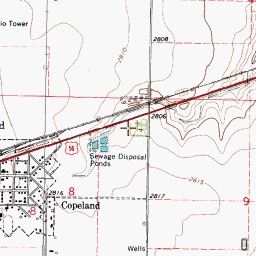 Topographic Map of Copeland Cemetery, KS