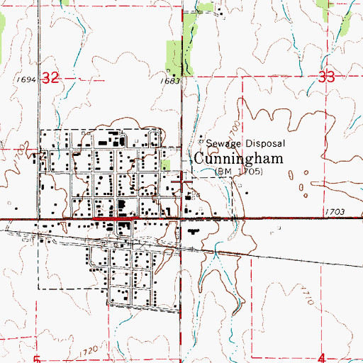 Topographic Map of Sacred Heart Catholic Cemetery, KS