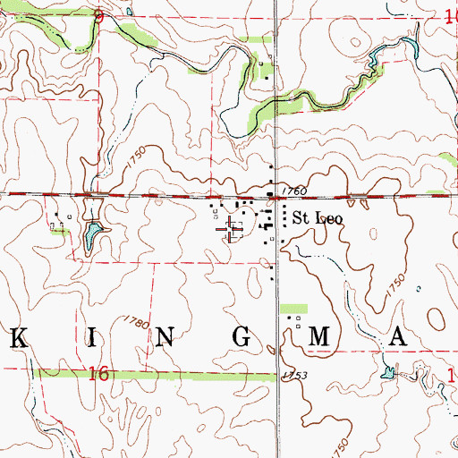 Topographic Map of Saint Leo Catholic Cemetery, KS